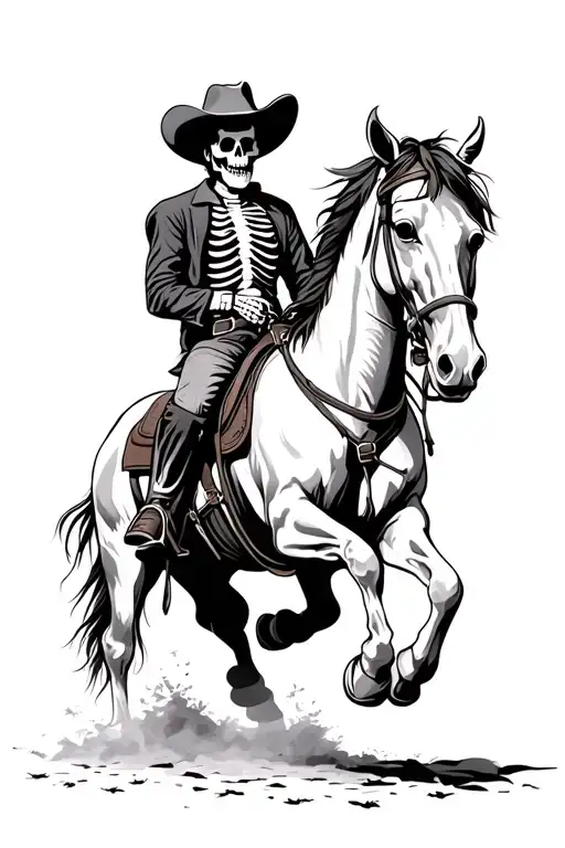 skeleton cowboy riding horse tattoo design idea