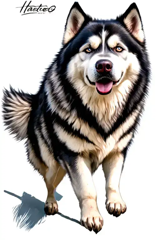 Husky Siberian leaving tattoo design idea