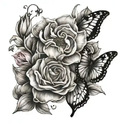 flowers mom son tattoo design idea