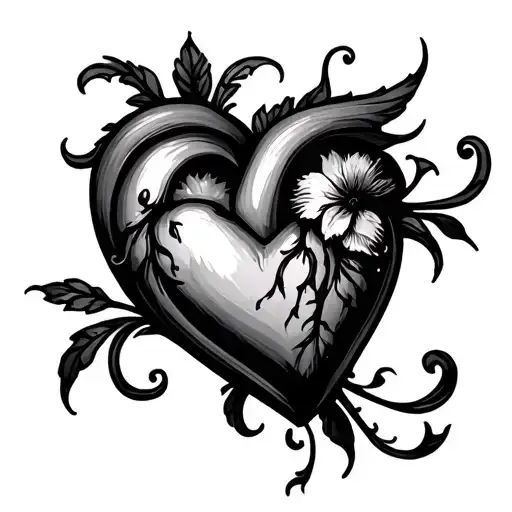 Heart Initial tattoo design idea