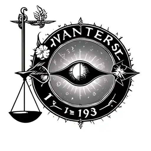 Year 1993 and libra zodiac sign tattoo design idea