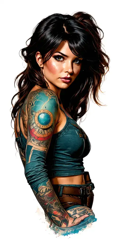 Fallout Vault girl pinup tattoo design idea