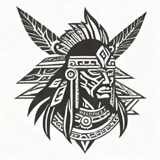 tribal Aztec warrior tattoo design idea