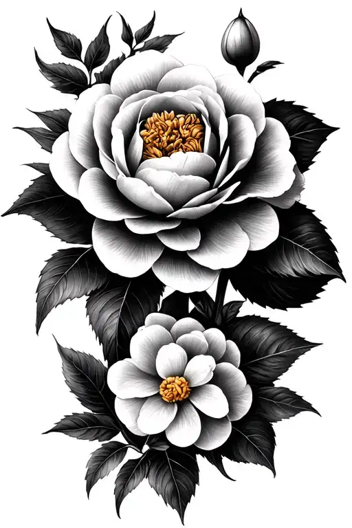 camellia flowers tattoo design idea
