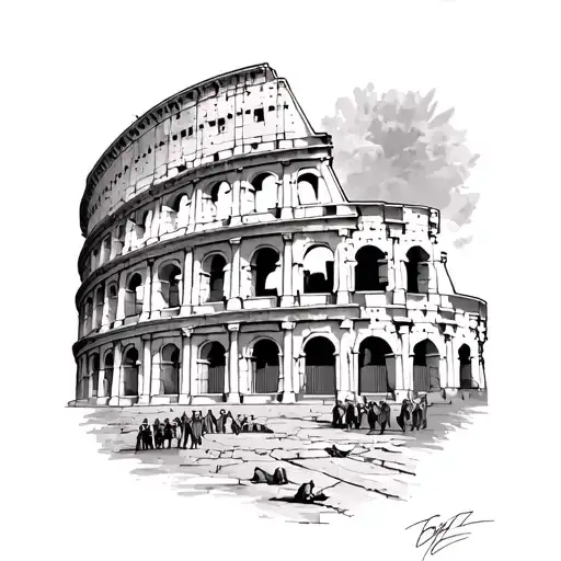 Romans in the Colosseum tattoo design idea