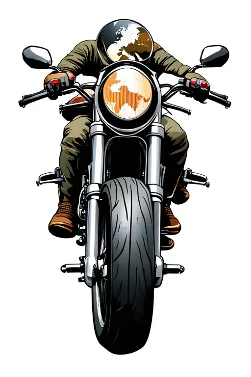 world map adventure motorcycle tattoo design idea