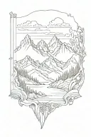 sc ottisch mountains in a frame book tattoo design idea
