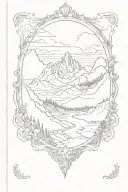sc ottisch mountains in a frame book tattoo design idea