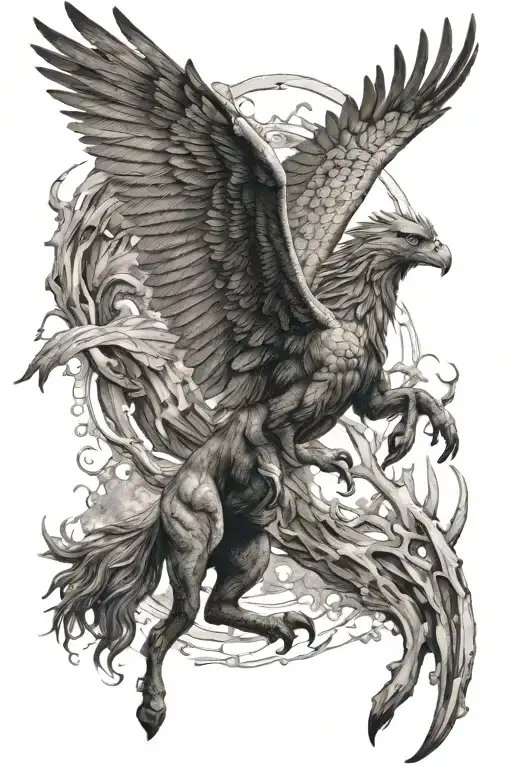 hippogriff with thestral flying tattoo design idea