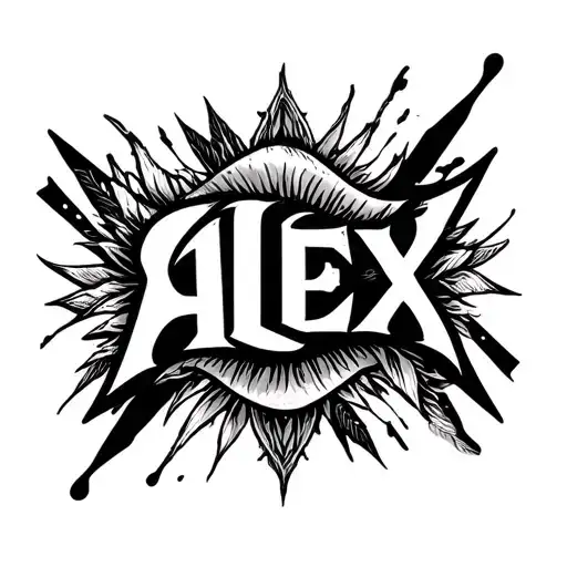 "Alex" ALEX hidden within the design combining elements tattoo design idea