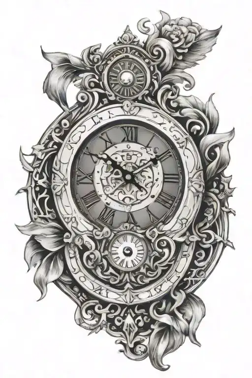 roman numeral clock tattoo design idea