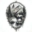 moose antlers  forest water   tattoo design idea