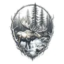moose antlers  forest water   tattoo design idea