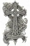 Celtic cross with exodus 15:2 wrapped around it  tattoo design idea