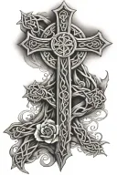 Celtic cross with exodus 15:2 wrapped around it  tattoo design idea
