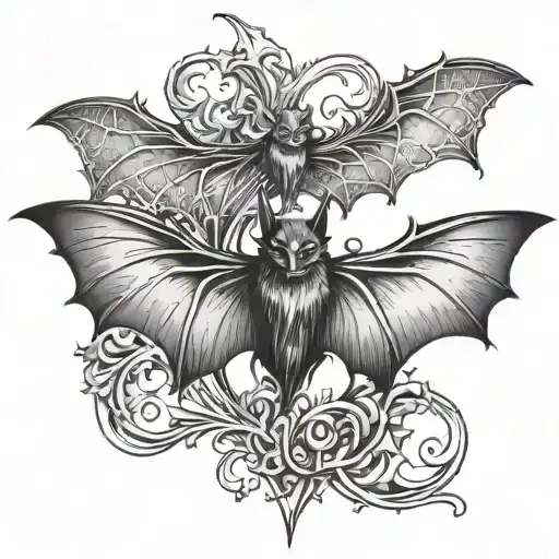 gothic bat tattoo design idea
