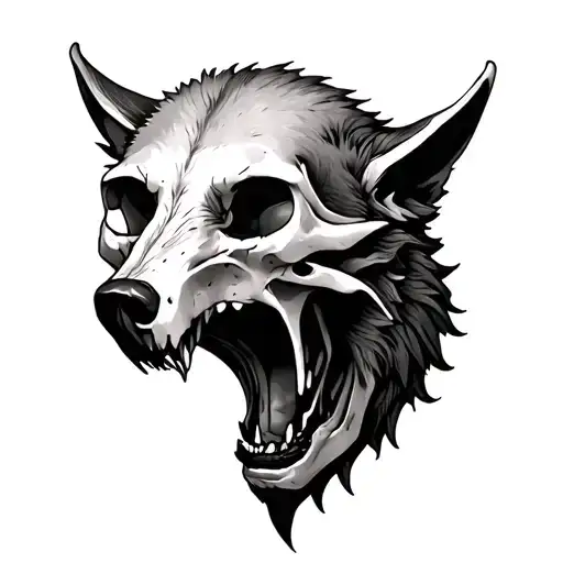 wolf skull realism tattoo design idea