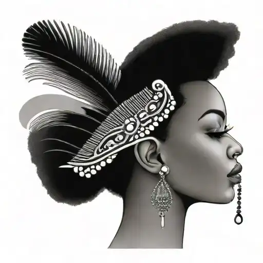 afro comb with precious beads tattoo design idea
