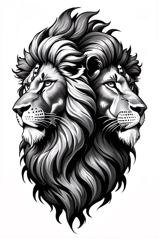 twin lion Sikh tattoo design idea