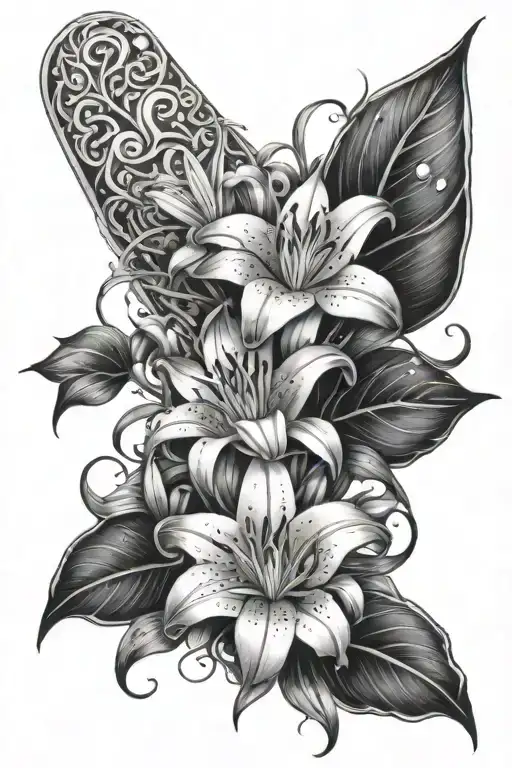 lilies like from the movie tangled wrapping around an arm with stems and leaves add the star from the kingdom tattoo design idea