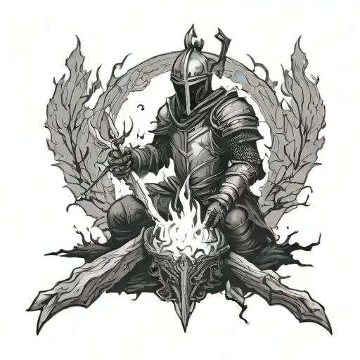 dark souls bonfire tattoo design idea