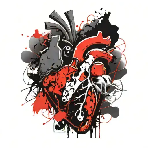broken black heart tattoo design idea