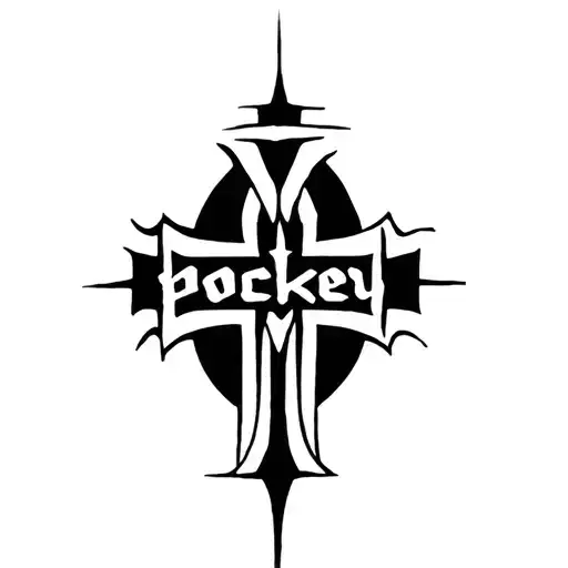 Cool christain cross with the word pockey written in it tattoo design idea