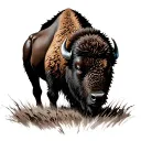bison facing storm tattoo design idea