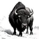 bison facing storm tattoo design idea