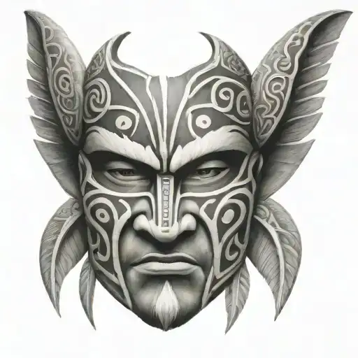 maori warrior mask tattoo design idea