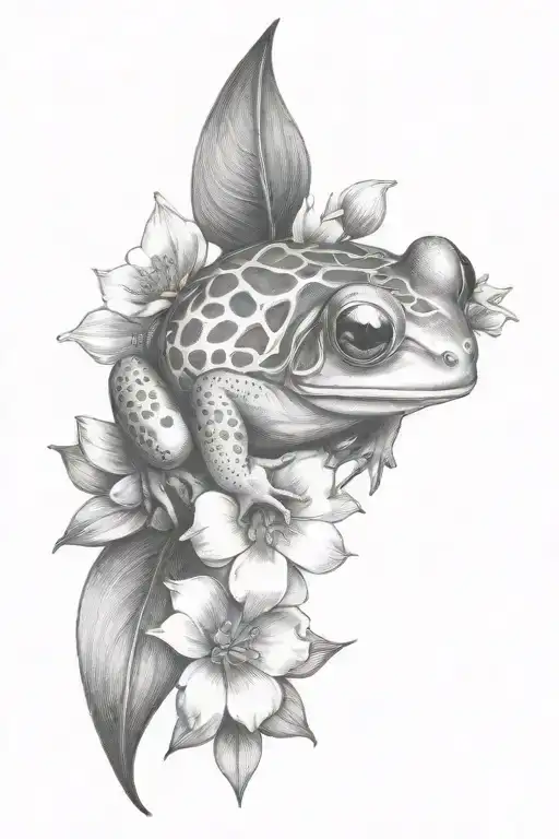 botanic sweet frog illustration tattoo design idea