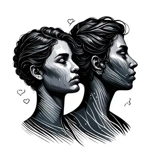 friendship, balance and overthinking, abstract and minimalistic tattoo design idea