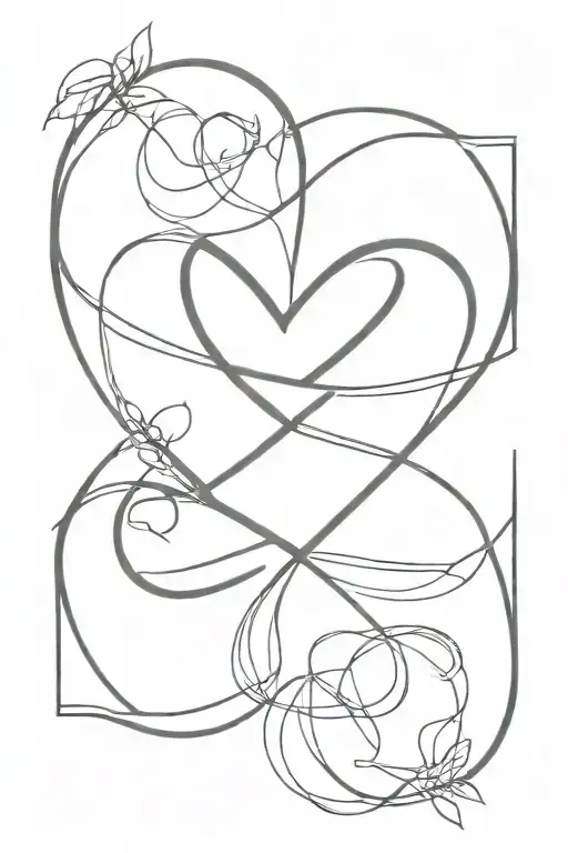 fine line heart infinity symbol tattoo design idea