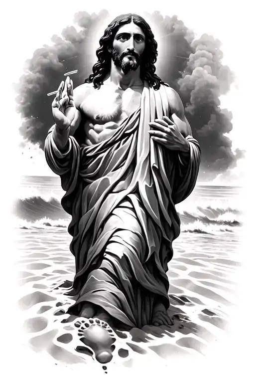 Jesus footprints in the sand poem  tattoo design idea