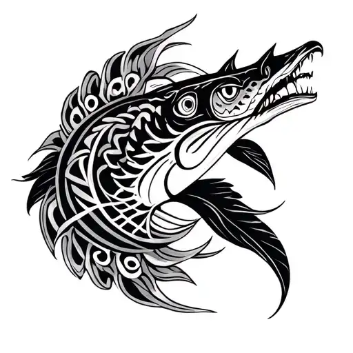 Maori in the marine animal theme leg tattoo design idea