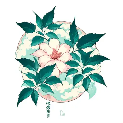Cloud Japanese Leafs tattoo design idea