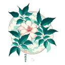 Cloud Japanese Leafs tattoo design idea