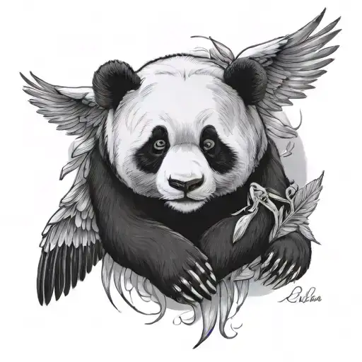 Miranda angel wings panda bear memorial tattoo tattoo design idea