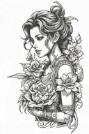aerith holding flower tattoo design idea