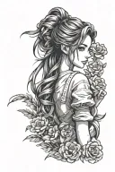 aerith holding flower tattoo design idea