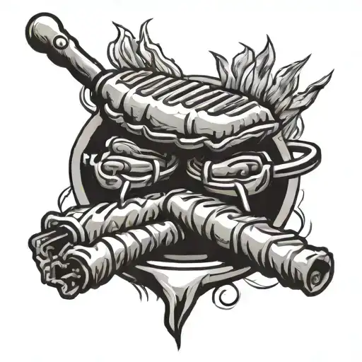 BBQ with meat tattoo design idea