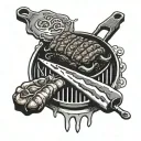 BBQ with meat tattoo design idea