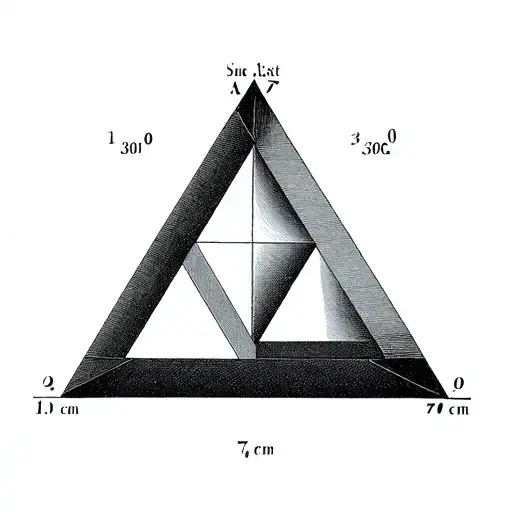 1- An equilateral triangle with a side length of 10 cm. 2- Three squares with a side length of 7 cm each. 3- At least 30 right isosceles triangles. tattoo design idea