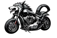 Motorcycle throttle tattoo snarling wolf's head on one end, tapering down to a thin line. tattoo design idea