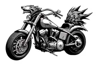 Motorcycle throttle tattoo snarling wolf's head on one end, tapering down to a thin line. tattoo design idea