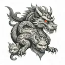 dog, dragon, ox, bunny and monkey japanese tattoo design idea