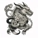 dog, dragon, ox, bunny and monkey japanese tattoo design idea