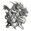 dog, dragon, ox, bunny and monkey japanese tattoo design idea