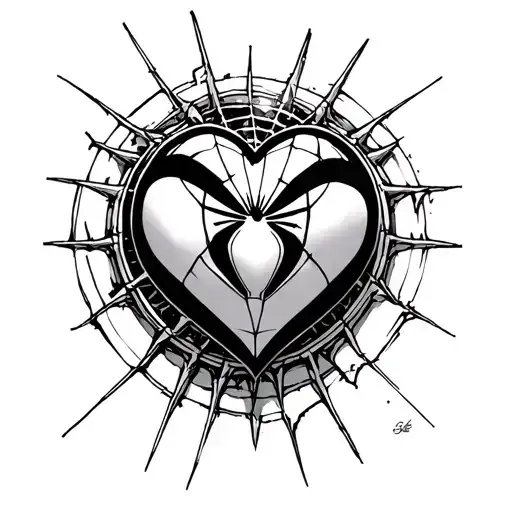 Spider-Man with arc reactor heart tattoo design idea