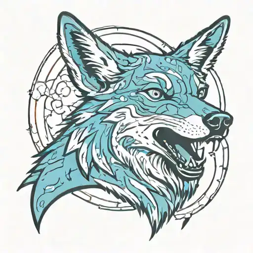 coyote howling tattoo design idea
